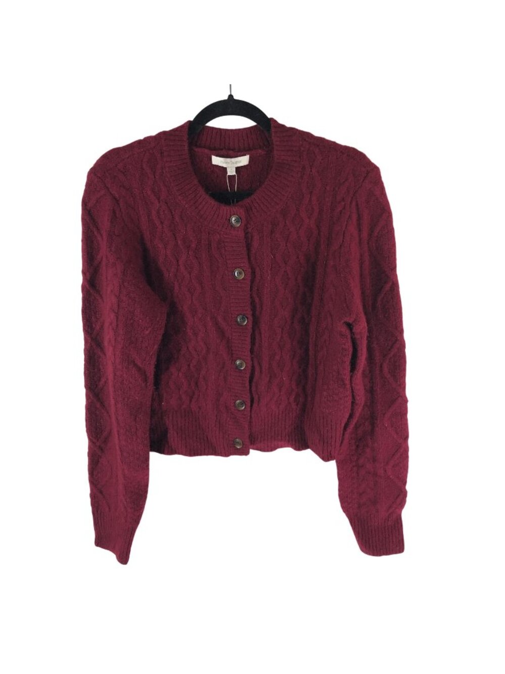 Favorite Daughter Womens Cardigan Sweater Wool Cashmere Blend Cable Knit Red M